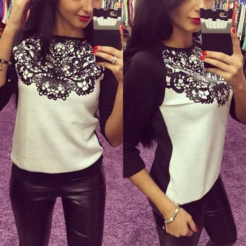 COCKCON Autumn Europe America Loose Long Sleeve Lace Casual