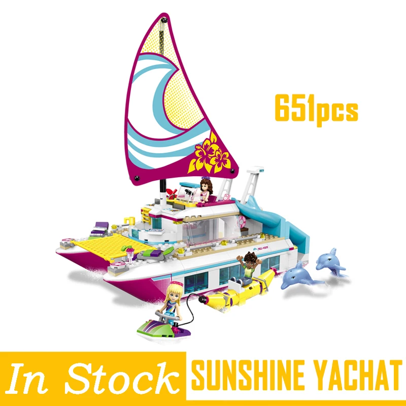 Legoing Friends Girls Series Building Blocks toys Sunshine Catamaran kids Bricks girls gifts Heartlake city Compatible legoing