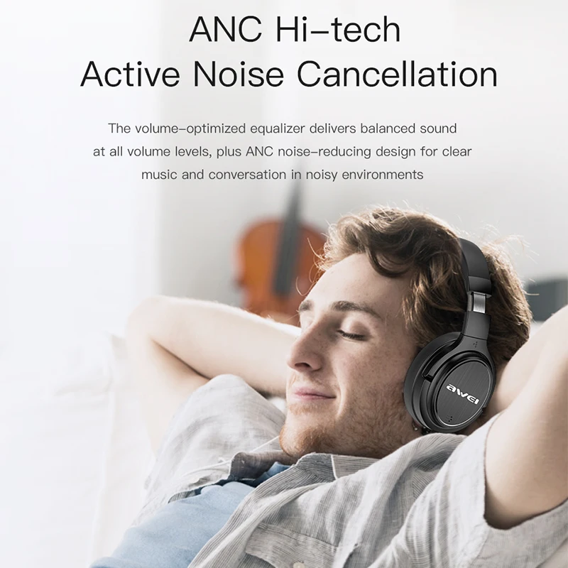 Беспроводные Наушники AWEI A950BL bluetooth ANC шумоподавляющие стереонаушники с