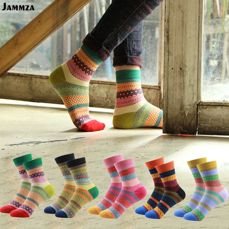 Fashion Designer Women Retro Socks Color Russia Nation Classic Vintage Striped Colorful Female