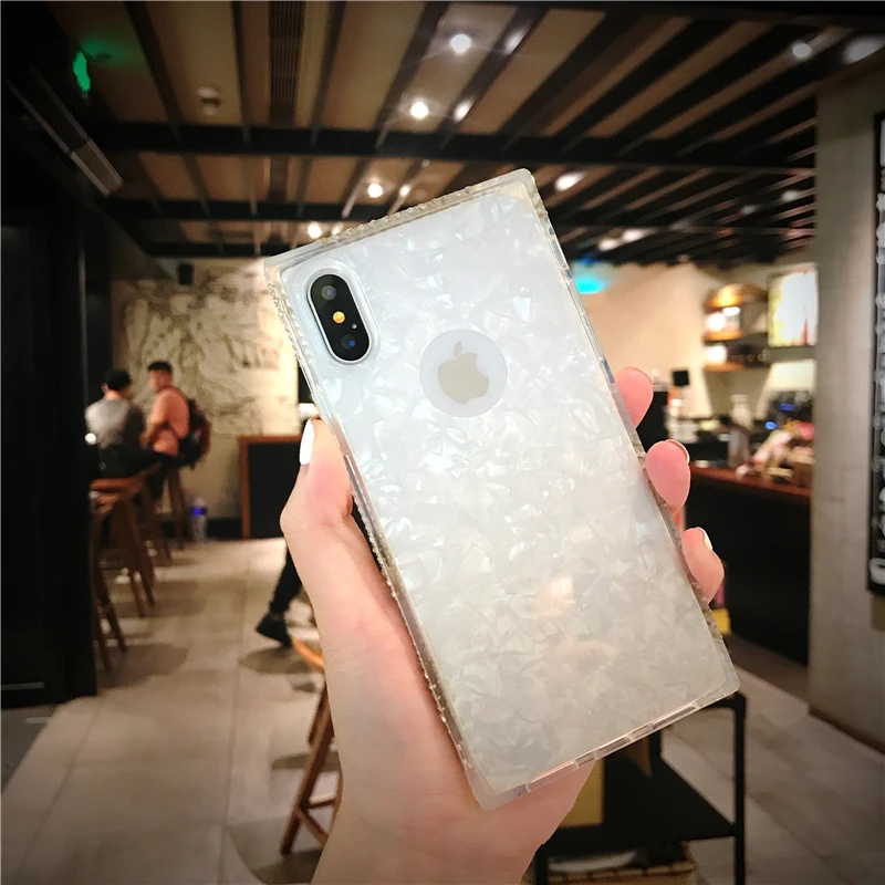 Portefeuille Phone Case For Apple iPhone X 8 7 6s Plus 5s SE Bling Diamond Soft Transparent TPU Crystal Phone Square Case Cover05