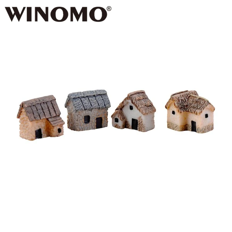 

WINOMO 4PCS Miniature Gardening Landscape Micro Village Stone Houses Thumbnail House Thatched Huts for Garden Decor