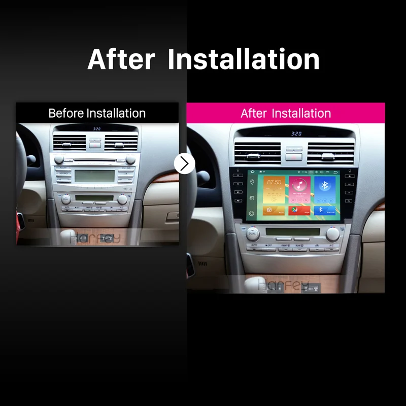 Perfect Harfey Car Multimedia Player For 2007-2011 Toyota Camry Android 8.0 Car Auto Radio 8-core 1024*600 HD 9 Inch GPS Stereo Audio 5