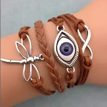 1 шт браслет Бесконечность, браслет сглаза, кожаный браслет стрекоза, браслет для подарка на Рождество 3036 мини заказ 10