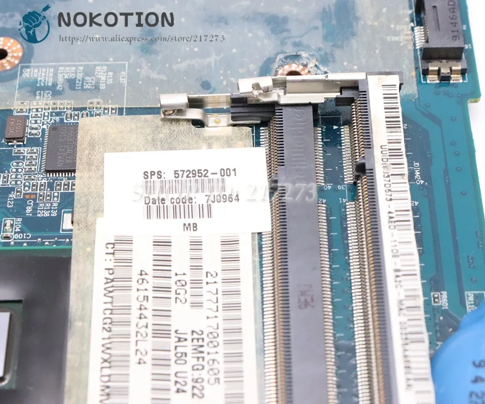 NOKOTION для hp DV4 DV4T-1400 Материнская плата ноутбука 572952-001 JAL50 LA-4101P GM45 DDR2 Бесплатная Процессор