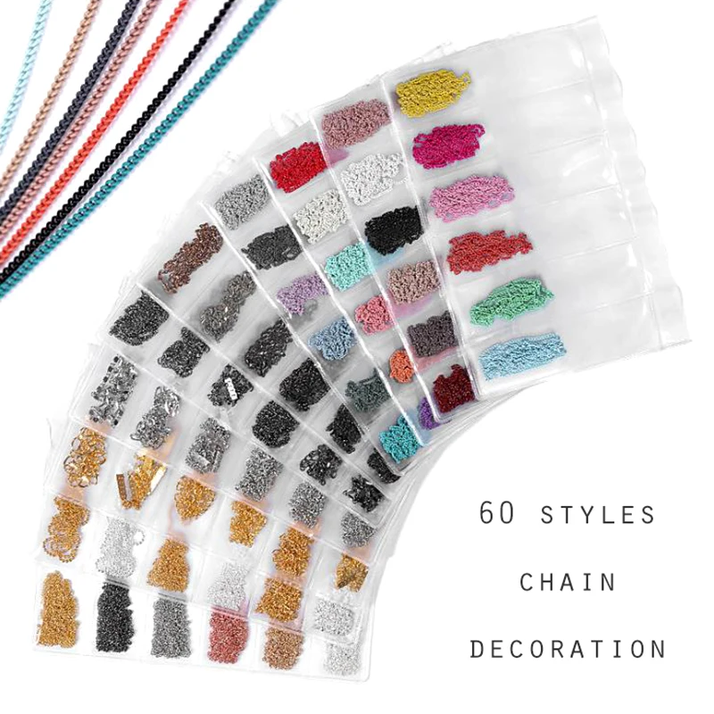 

Colorful Silver Gold Color Metal Chain Nail Art Decorations Multi-size Gold Metal Chain Line Alloy Nail Art Decoration