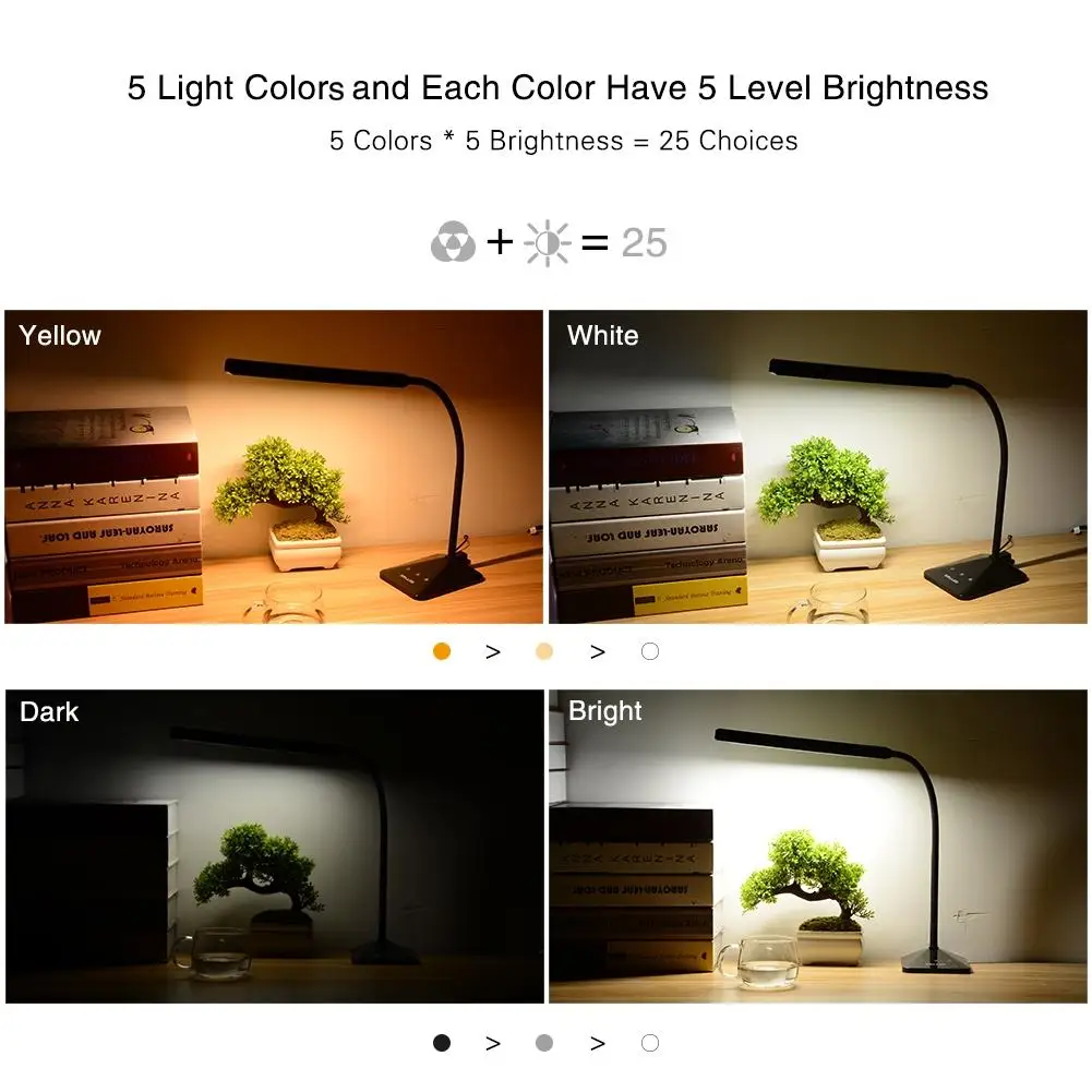 LumiParty 8 Вт настольная лампа 48 шт. LG светодиоды 5 уровней яркости затемнения Настольный светильник с сенсорной панелью управления