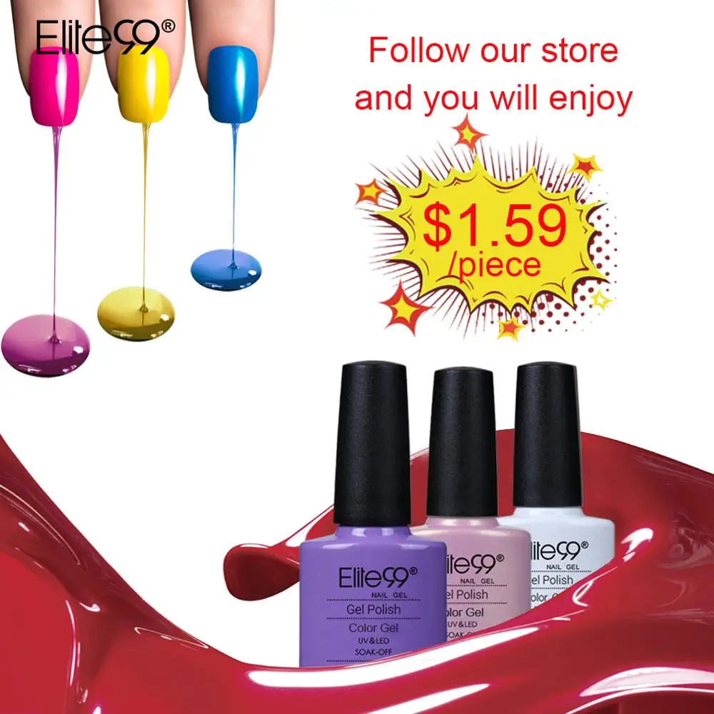 

Elite99 Soak Off 7.3ml Pure Color Nail Varnish Long Lasting Gelpolish Colorful Nail Art Polish Gel Hot Sale UV Nail Gel Polish