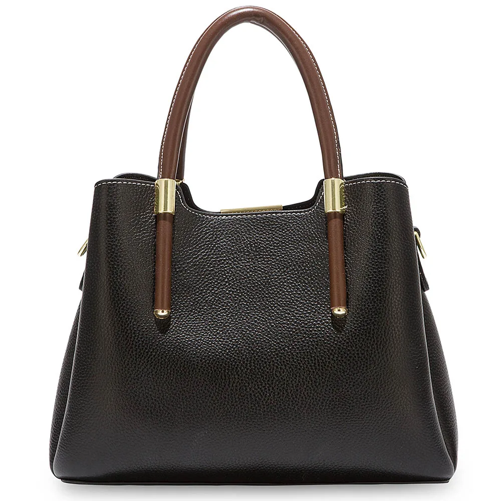 Сумка Zency более красивых цветов, натуральная кожа, Повседневная сумка, модная женская сумка через плечо, сумка-мессенджер, деловая сумка, коричневая - Цвет: Черный