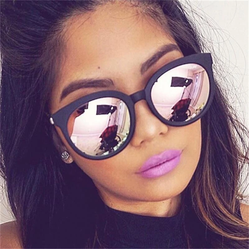 Gafas de sol con espejo rosa para mujer, anteojos de sol femeninos montura grande, cuadradas Retro, reflectantes, sol para mujer| - AliExpress