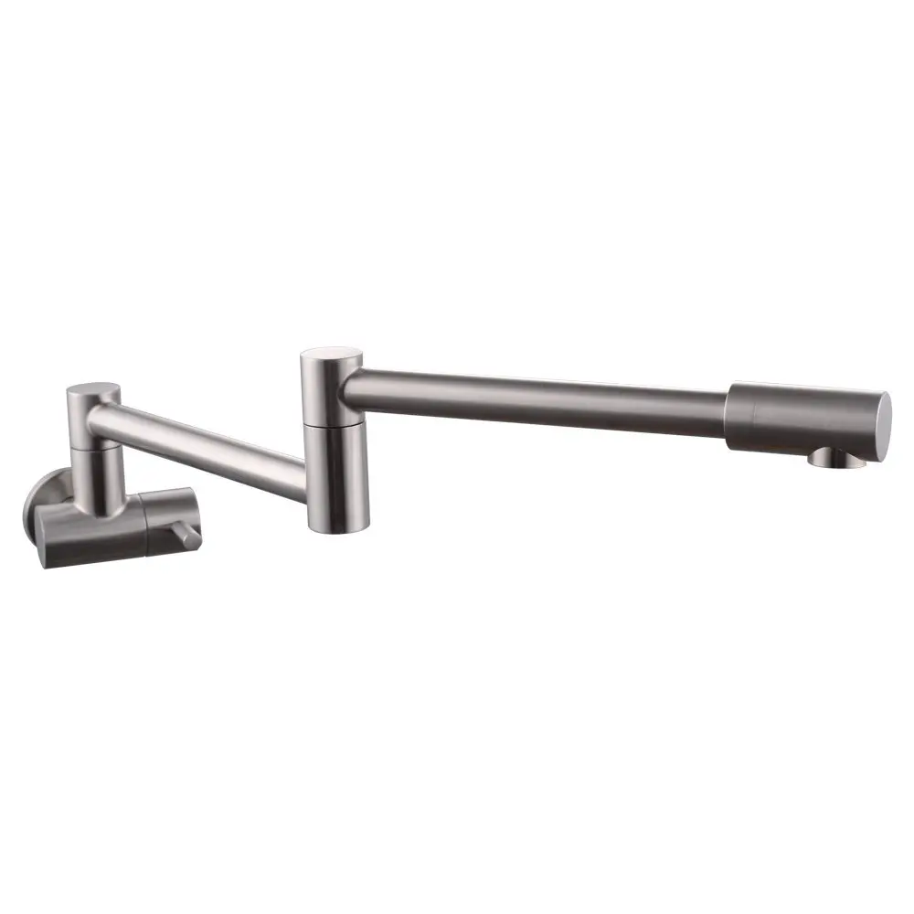 Brushed Articulating Kitchen Faucet Stainless Steel Pot Filler Double