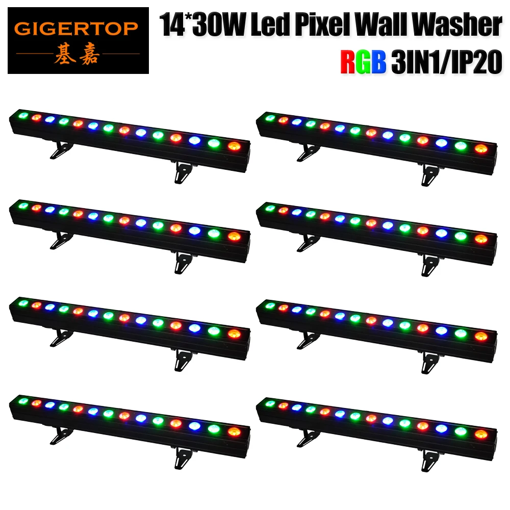 Gigertop TP-WP1430B 8 Pack RGB Triple Color 450W LED DMX 2/3/5/8/42/44CH Wall Washer Lighting Bar LE