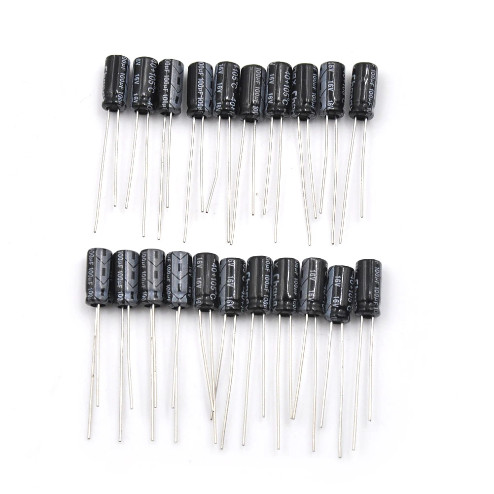 20pcs/lot 100UF 16V Size 5*7mm 16V 100UF Aluminum Electrolytic Capacitor 16 V / 100 UF Electrolytic Capacitor