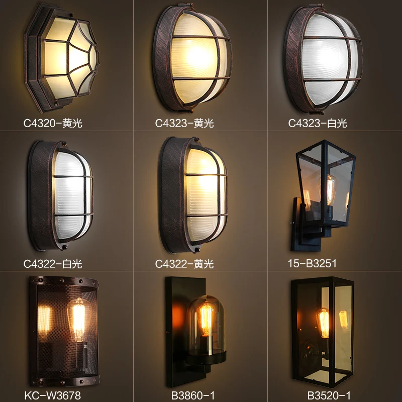 

Continental retro industrial wind corridor balcony aisle wall lamp loft Tuinhotel American antique art aluminum lamp