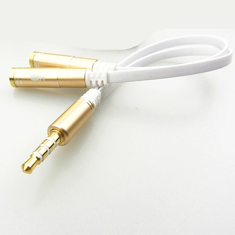 Rankman 3.5 Jack Male to 2 Female with Mic 3.5mm Audio Extension AUX Cable Y Splitter Line for Speaker Phone Car Earphone MP3
