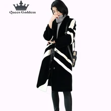 Winter sheep shearing fur coat medium-long female 2016 wool overcoat all-match