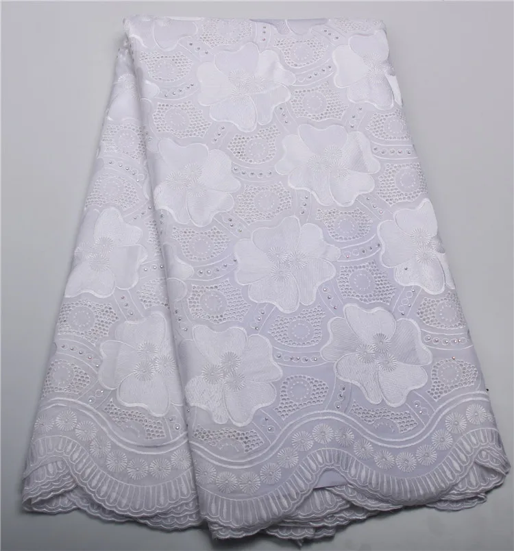 

White Color African Swiss Voile Lace High Quality Nigerian Wedding Lace Fabrics/ 5 Yards With Sequins of Dry lace NA259B-2