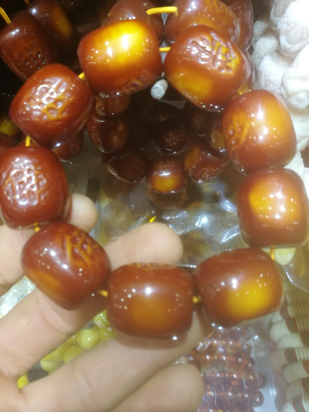 

Chinese Amber beeswax bangle Elastic Hand string Beads bangle