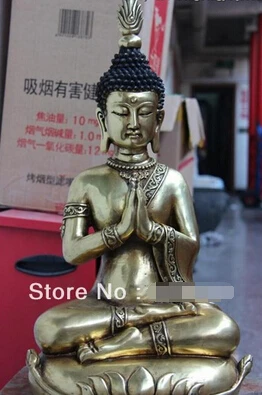 

Fast shipping 19 Tibet Buddhism Copper Bronze Gild Thailand Buddha Sakyamuni Amitabha Statue