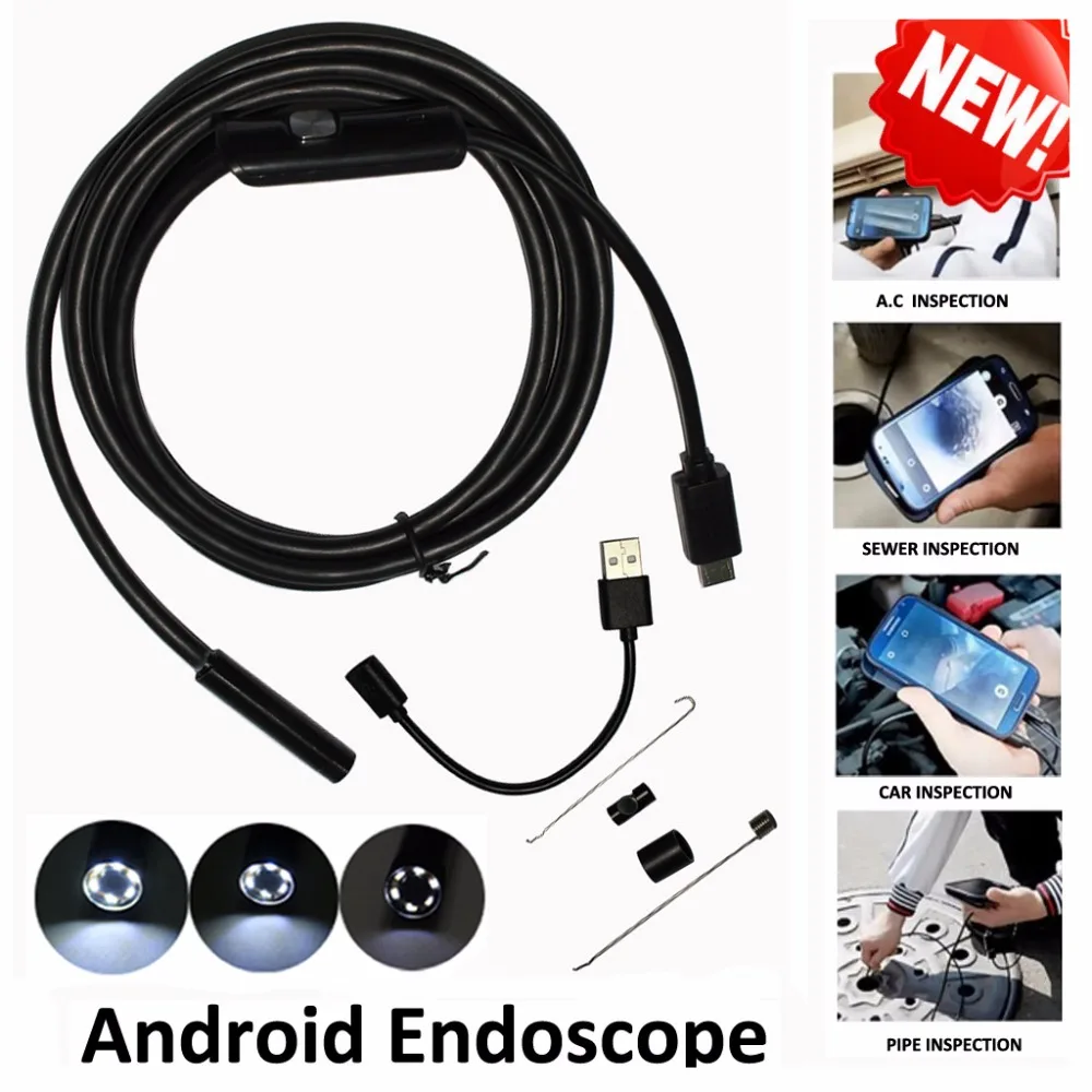 1m/2m/3.5m/5m 5.5mm Android OTG USB Endoscope Camera Flexible Hard Snake Pipe Inspection Android Phone USB Borescope Camera