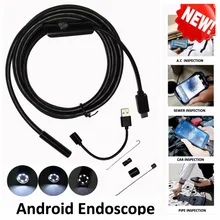 1 m/2 m/3.5 m 5.5mm Len 5 M Câmera Endoscópio Flexível Cobra USB OTG Android Telefone Android USB Endoscópio tubo de Inspeção Camera