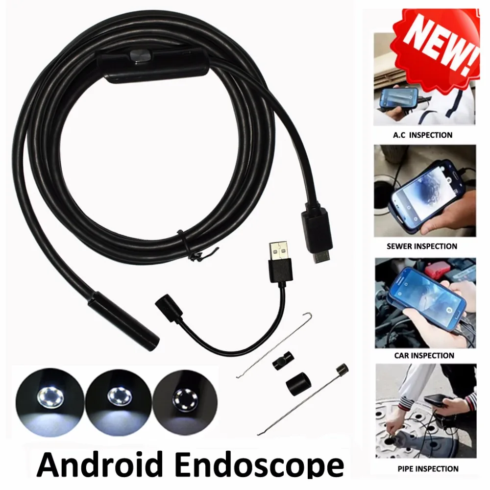 1m 2m 3 5m 5 5mm Len 5M font b Android b font OTG USB Endoscope