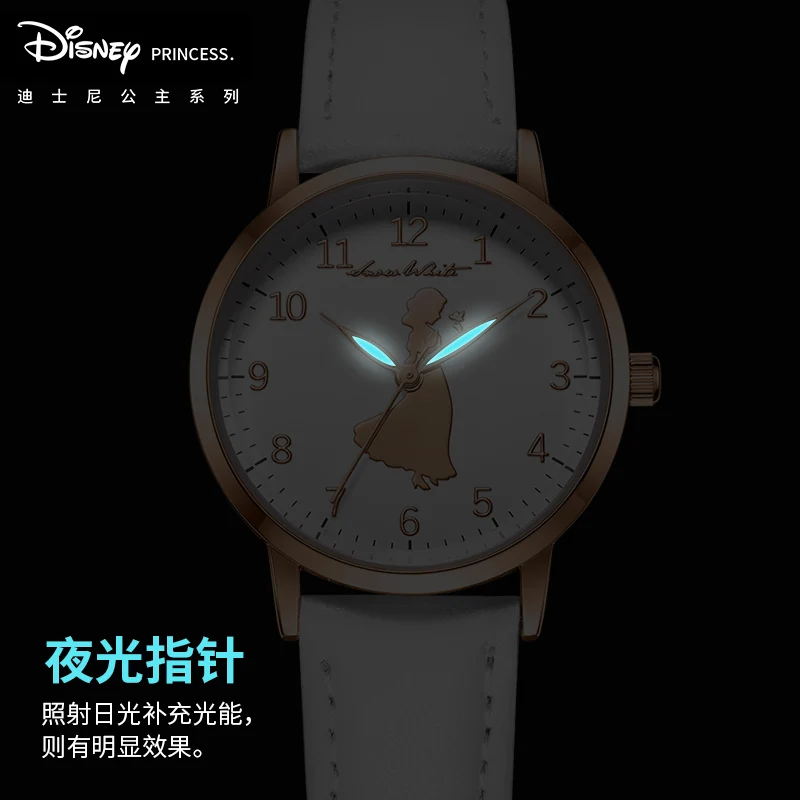 Disney официальный подлинный Белоснежка womenTop бренд кожа srtap Роскошные повседневные часы женские наручные часы Relogio Feminino подарок