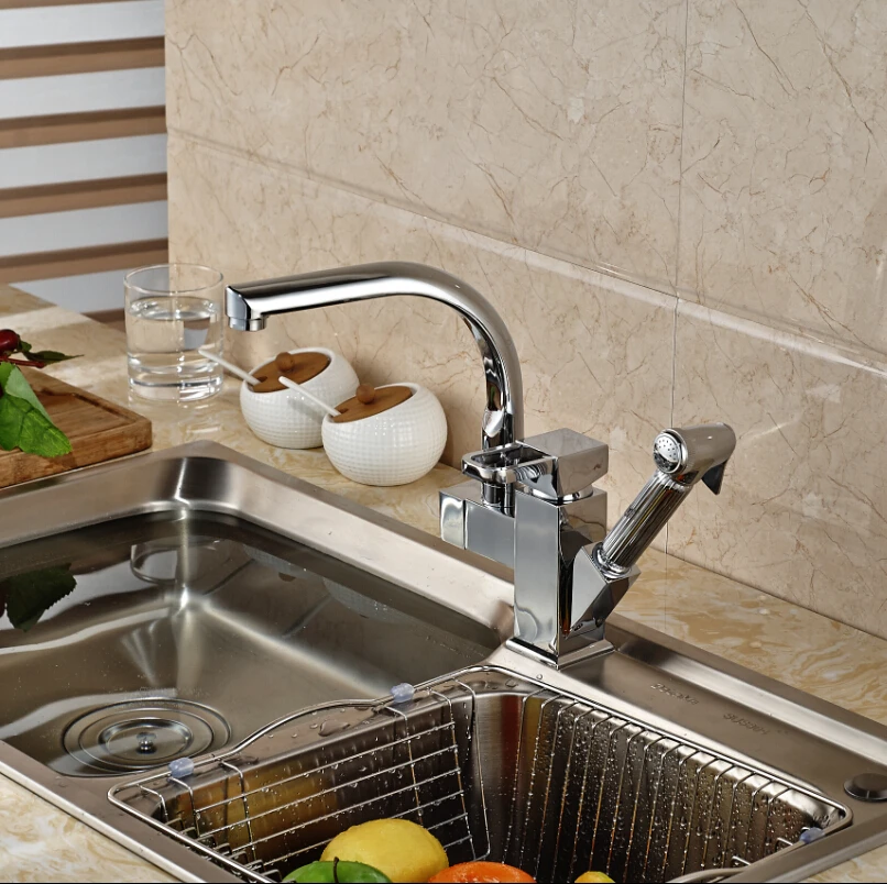 Luxury Deck Mounted Brass Kitchen Faucet Vessel Sink Mixer Tap Single