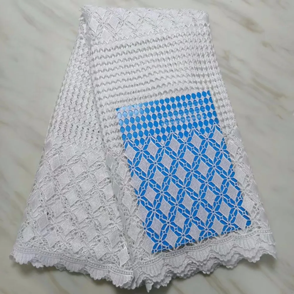 

Hot sales Guipure cord lace fabric2019High quality African Embroidered lace with stones for Evening DressesUK115White