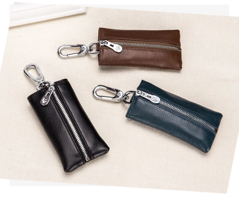 Фирменные мужские бумажники для ключей от westкрик из натуральной кожи с двойной молнией, женские модные бумажники для ключей из коровьей кожи, органайзер для ключей, 6 колец для ключей