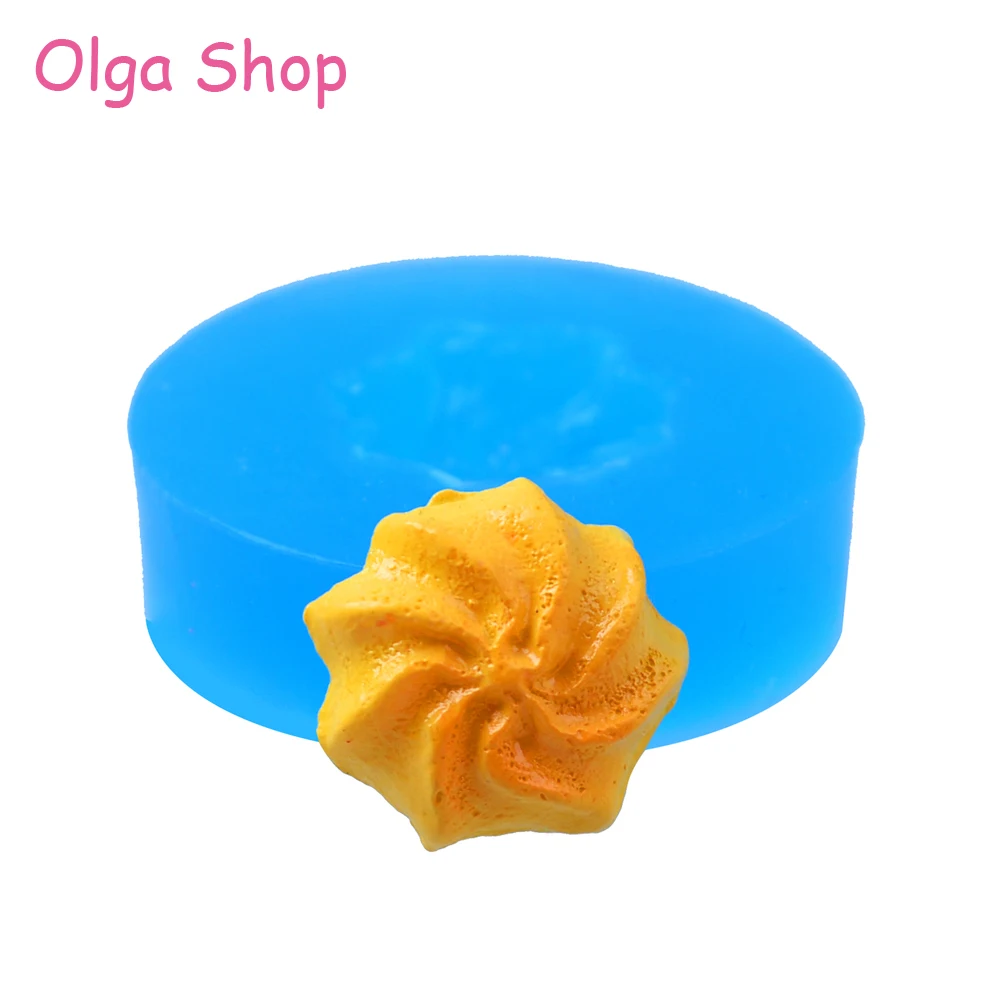 

QYL425 15.3mm Whipped Cookie Silicone Mold - Candy Chocolate Ice Cream Cupcake Topper Resin Jewelry Cabochon Necklace Mould