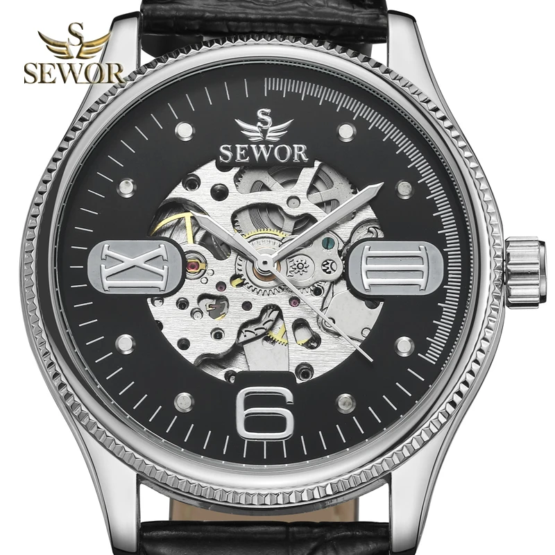 

HOT !!SEWOR Mens 2019 Luxury Brand New Design Hollow Mechanical Automatic Watch Men Sport Watch relogio masculino gift C350