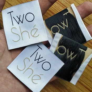 

1000pcs , 5 * 5 cm Custom white damask polyester cloth square woven label End fold