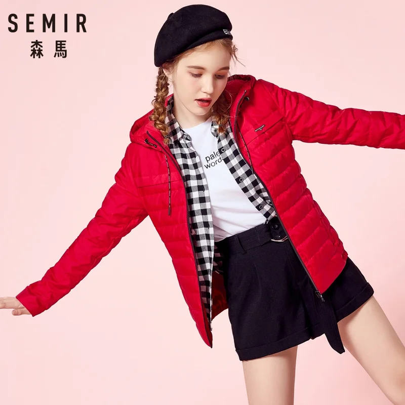 Semir пуховик женский 2018 зима новое пальто Теплый Легкий 90% пуховики женские мягкие