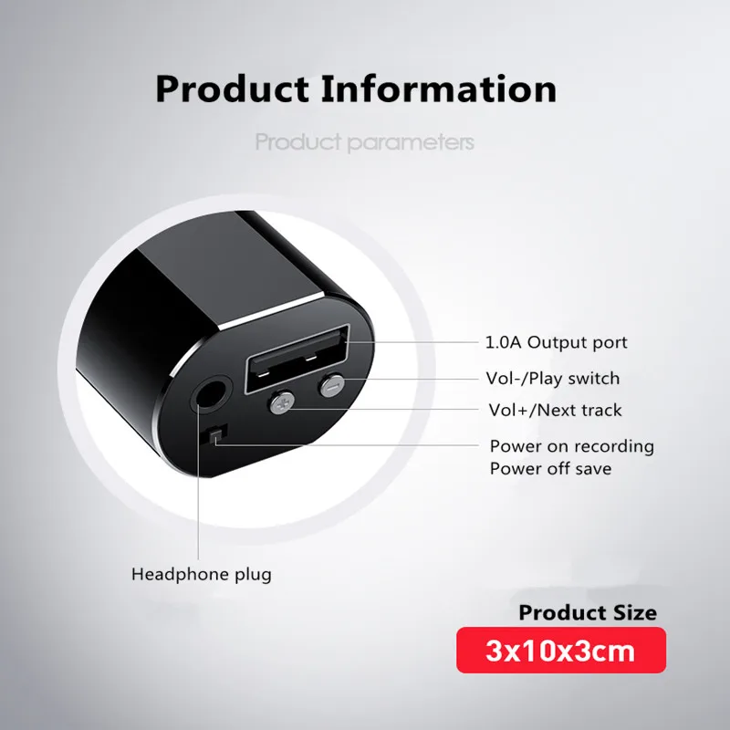 Yescool Mini Audio Voice Recorder 300 hours recording Magnetic professional Digital HD Dictaphone denoise long-distance hidden