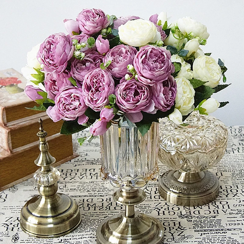 5 Heads Large Peony Artificial Silk Flowers Wedding Bouquet Party Home Decor