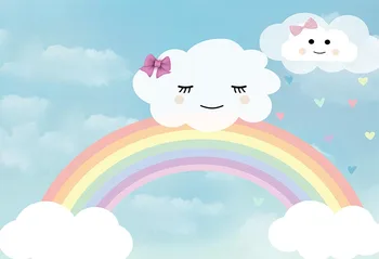 

Rainbow Photography Backdrops For Photo Studio Vinyl Children Photo Backgrounds Photographic White Cloudy Computer Print