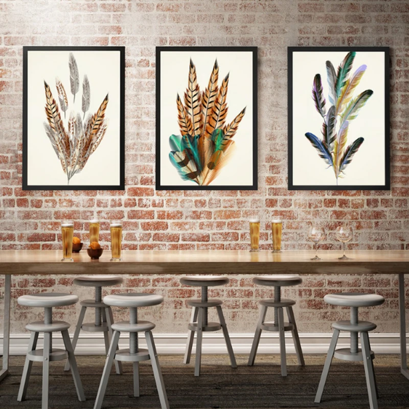 

Minimalist Nordic Feather Creative Canvas Painting Wall Art Poster DIY Oil Wall Pictures for Living Room No Frame Home Decor