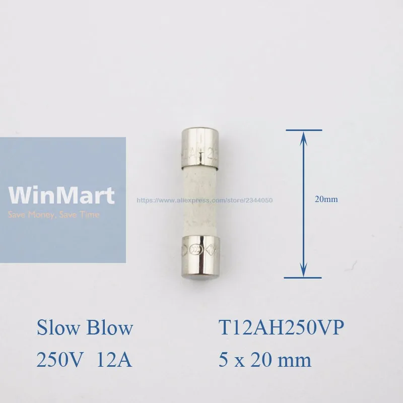 10 шт. 250 В 12А жидкость Slow Blow 5x20 мм керамические трубки предохранители