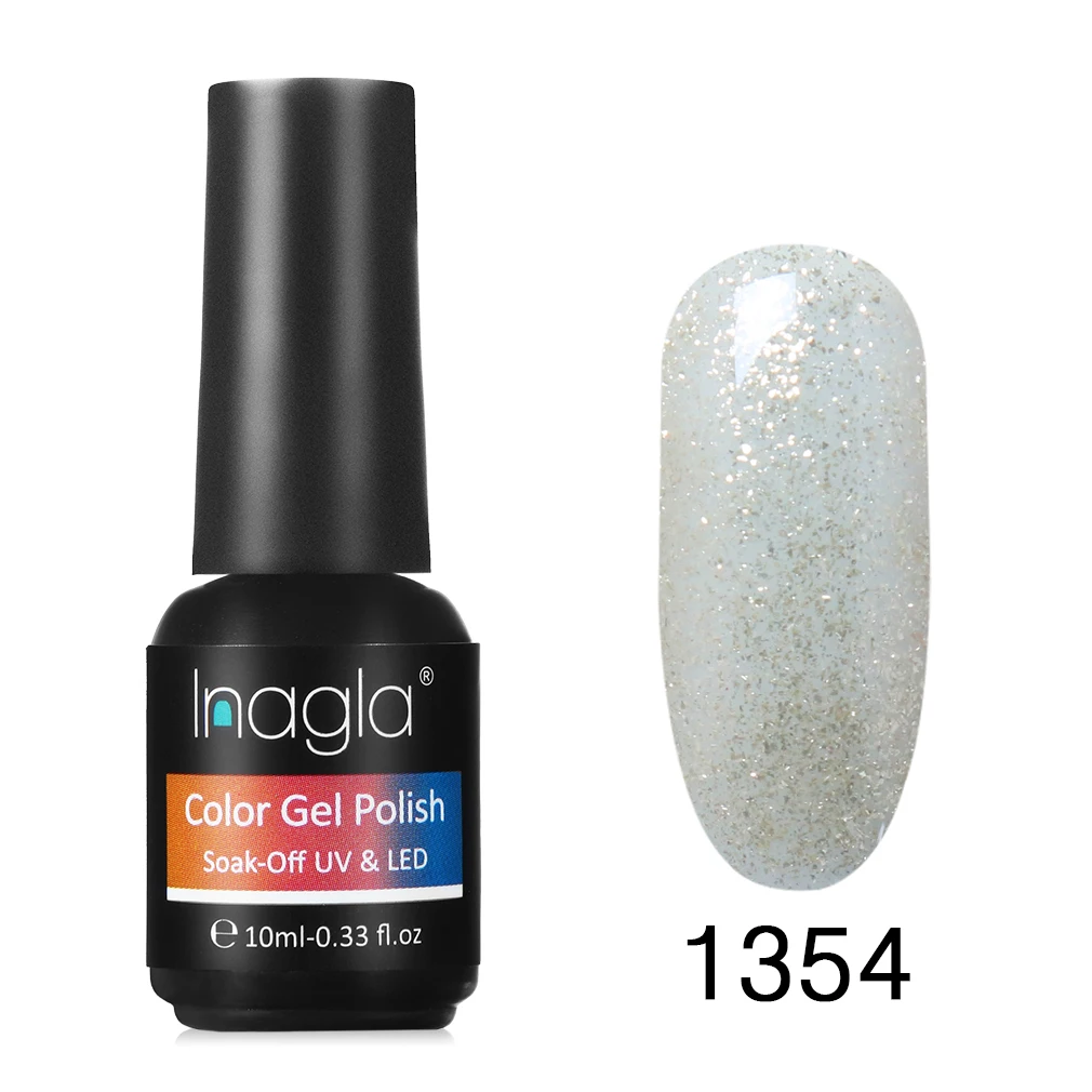 Inagla, 10 мл, УФ-гель для ногтей, чистый цвет, долговечный светодиодный Гель-лак для лампы, гелевая основа, впитывающий Органический Гель-лак - Цвет: 1354
