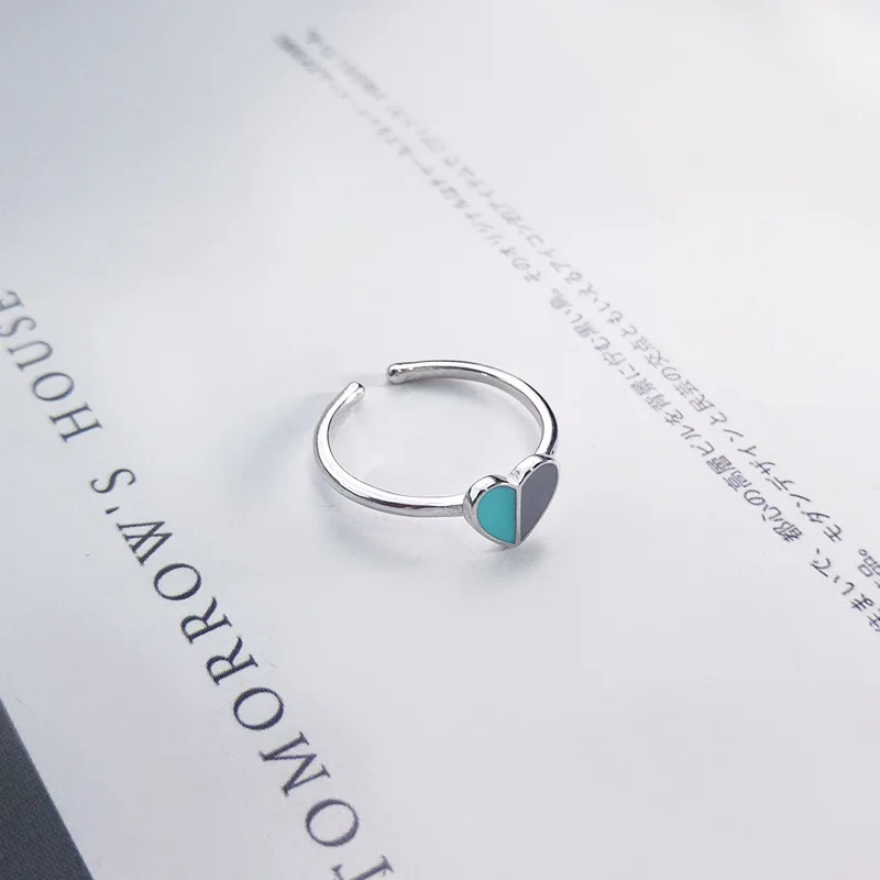 INZATT, подлинное 925 пробы Серебряное, красное, розовое, зеленое, красочное кольцо с эмалью в форме сердца, регулируемое кольцо для модных женщин, хорошее ювелирное изделие