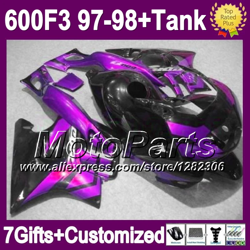 Для HONDA CBR600F3 97 98 1997 1998 фиолетовый цб рф 600 F3 CBR600 * 1979 - CBR 600F3 черный зализа + майка 7