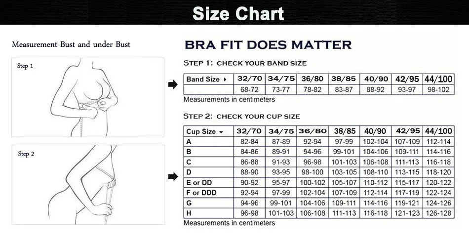 Chest Size Chart Female Bra