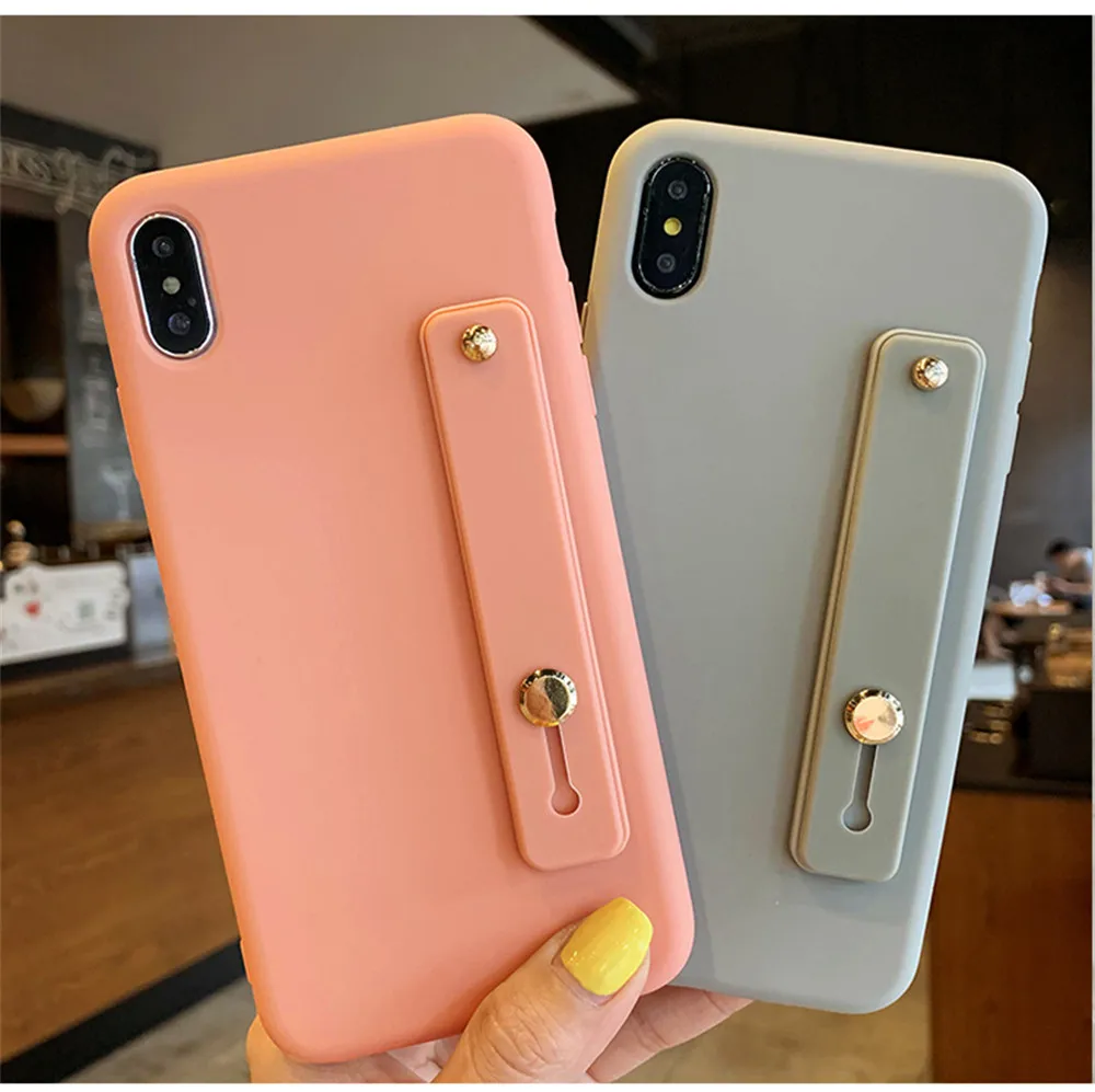 

For Xiaomi Redmi Note 7 Pro Case Wrist Strap Hand Band TPU Stand Silicone Back Cover Shockproof Cases For Xiaomi Mi 9 SE Mi9