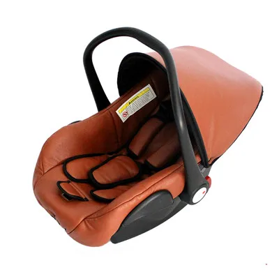 Babyfond 3 в 1 Роскошная Европейская детская коляска, кожаная Двусторонняя амортизационная коляска, брендовая детская коляска 2 в 1, золотисто-коричневая, бесплатные подарки - Цвет: brown car seat