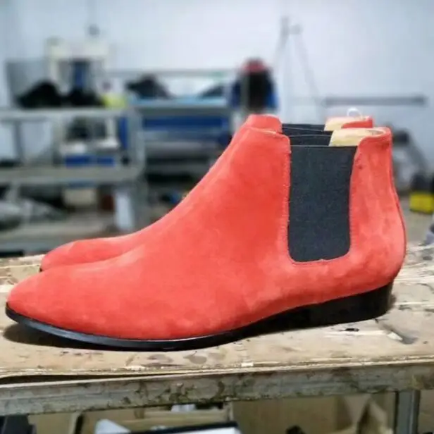 FR. LANCELOT/; брендовые оранжевые замшевые туфли на плоской подошве наивысшего качества; мужские ботинки «Челси» без шнуровки; мужские низкие ботинки; botas - Цвет: as pic