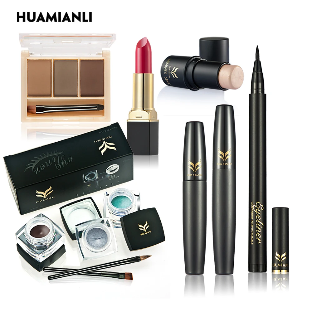 HUAMIANLI Makeup Tool Kits T6 1 Eye Shadow+Eyebrow Enhancers+Lipstick+Concealer+Eyelash Growth