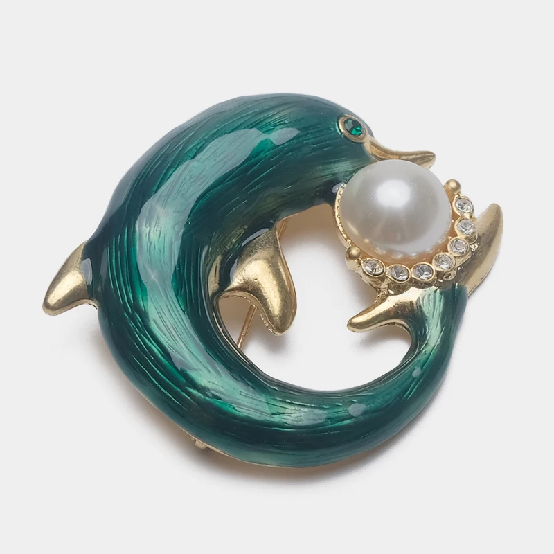 Бутик Amorita Dolphins игра в мяч дизайн Милая модная перламутровая брошь|Броши| |