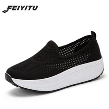 FeiYiTu Femme; коллекция года; обувь для танцев; женская обувь без шнуровки; цвет черный, серый; обувь на платформе для похудения; большие размеры 35-42