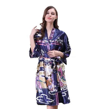 

WP350 Silk Satin Wedding Bride Bridesmaid Robe Floral Bathrobe Kimono Robe Nightgown Bathrobe Fashion Dressing Gown For Women